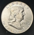 1963 (D) Franklin Half Dollar Uncirculated 90% Silver 50C US Coin