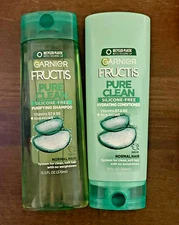 Garnier Fructis Pure Clean Shampoo & Conditioner Set, Silicone-Free, 12.5/12 oz
