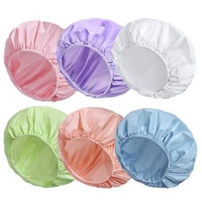 6 PCS Shower Caps for Women, Double Side Waterproof Shower Cap Reusable Elastic