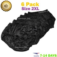 6 Pack Soft Nylon Underwear Shiny Panties Briefs Size 2XL High Waist Black Color