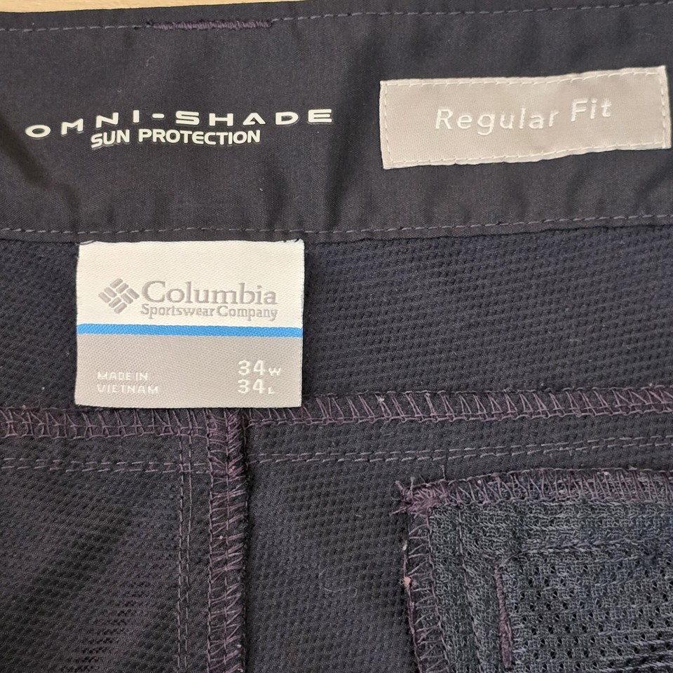 Columbia Omni Shade Sun Protection Outdoor Cargo Hiking Blue Pants Reg