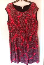 Dana Buchman Paisley Red Stretch Jersey Business Casual Dress Plus Sz 2X Sleeth