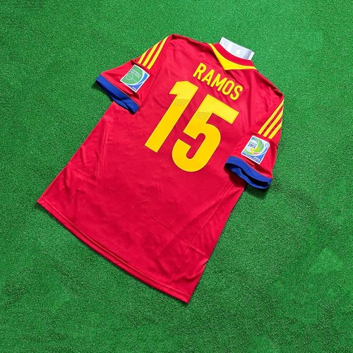 2014 Spain Home Jersey Sergio Ramos #15 Adidas Authentic Football Shirt Size M - 第 4/20 張圖片