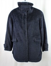 Itala Testino Navy Blue Alpaca Wool Blend Long Sleeve Lined Jacket Coat Size Xl