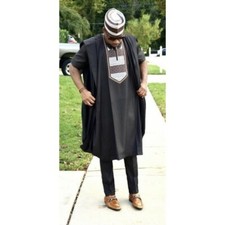 Black Agbada Babariga 3 Pcs African Men's African Clothing Kaftan Men's Wear