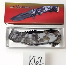 tac xtreme white camo assisted opening half serrated knife, Great Gift