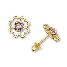 14K Yellow White Gold Elegant Flower Stud Earrings for Women