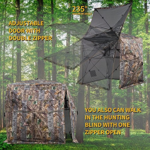 360-Degree See-Through Hunting Blind for 2-3 Persons | Portable Camouflage Tent - Picture 5 of 8
