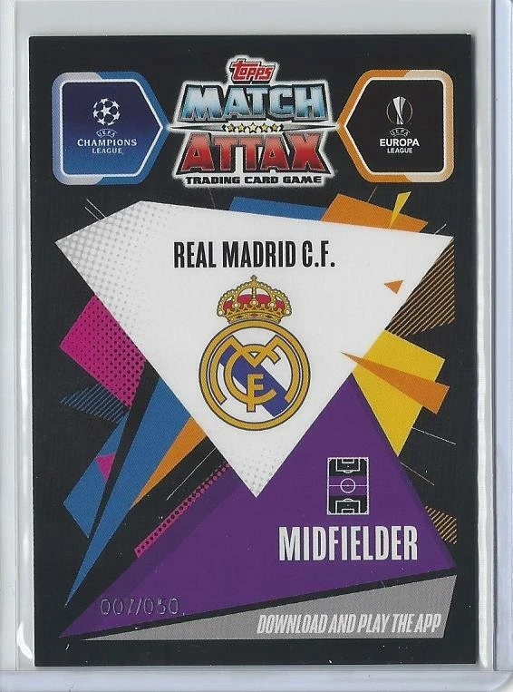 2020-21 Topps Chrome Match Attax Casemiro Gold Refractor /50 Real Madrid C.F. - Image 2 of 2