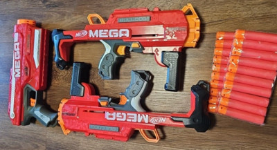 Set Of 3. Two Nerf Mega Bulldog AccuStrike Series & One Magnus. 20 Mega Darts 
