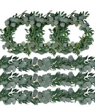 Trimgrace 6 Pack 6.5 Feet Artificial Eucalyptus Garland with Willow Leaves Faux