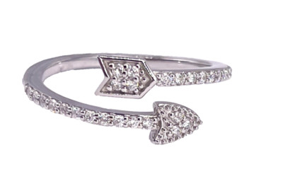 14 Karat Weißgold Diamant Pfeil Wickelring