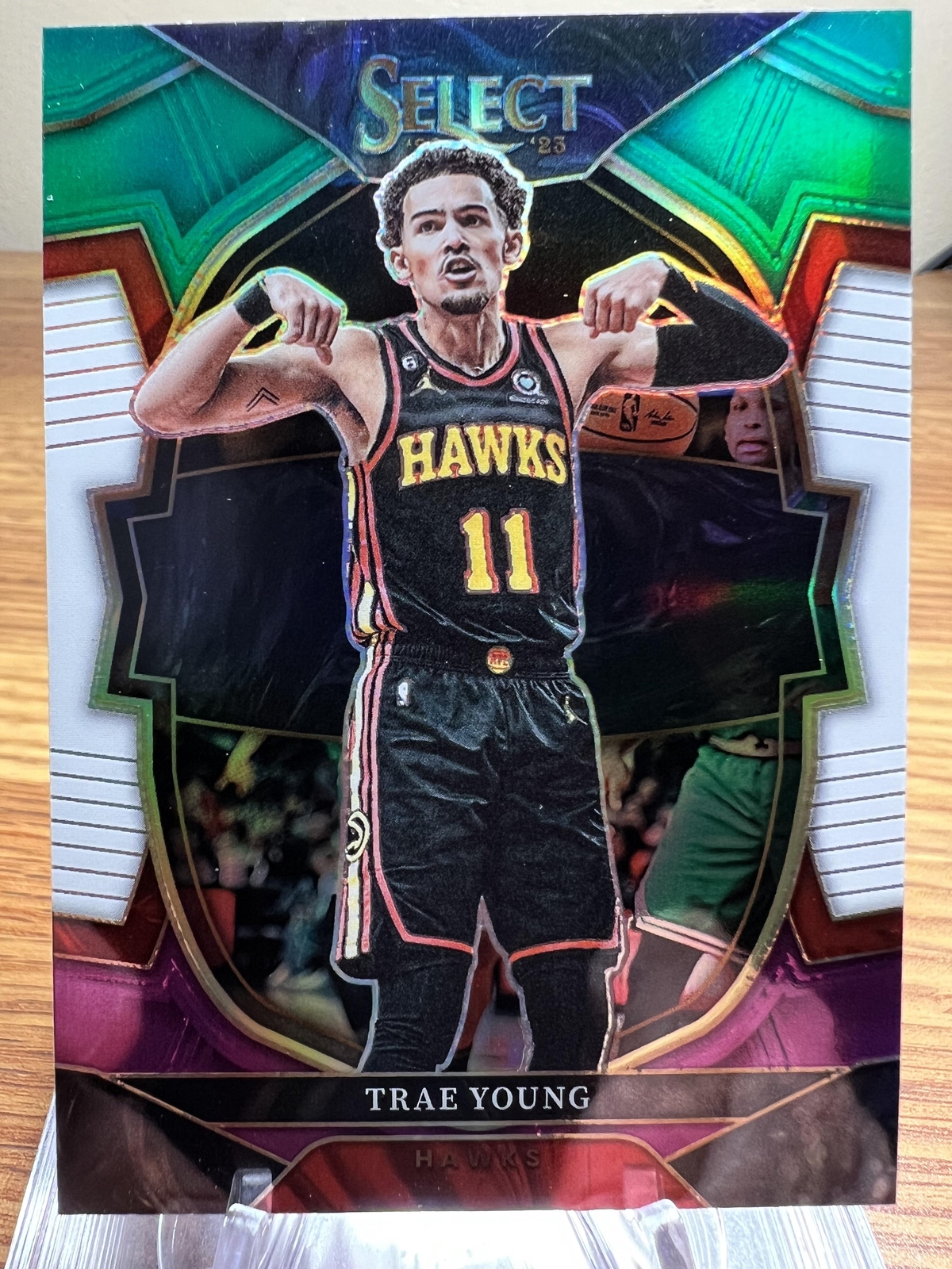 2022-23 Panini Select #66 Trae Young Tri-Color Prizms