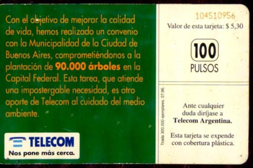 Phonecard Argentina The Messages Of Nature - TREE - Picture 2 of 2