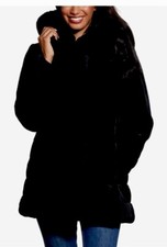 NINE WEST Faux Fur Black Faux Fur Long Coat Women's Size Small NWT