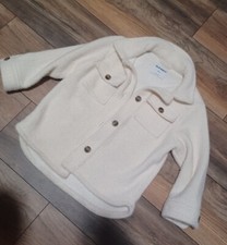 OLD NAVY DESIGNER GIRLS BUTTON DOWN FAUX FUR JACKET Color Beige SIZE S 6 7