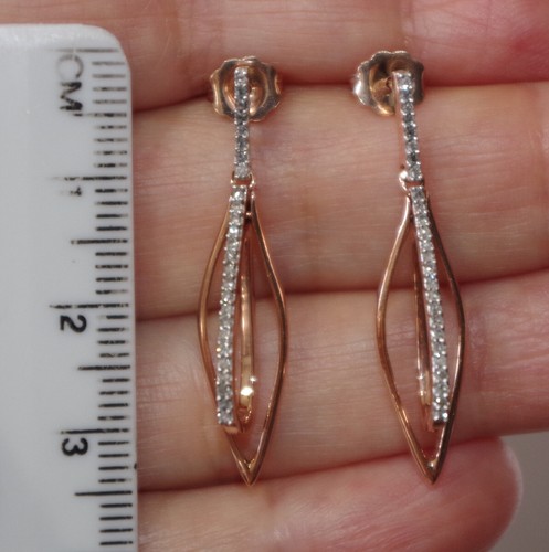 10K Jared Rose Gold Row Diamond Hoop Earrings 0,75 cttw, I-J Color, I2 Clarity - Picture 7 of 11