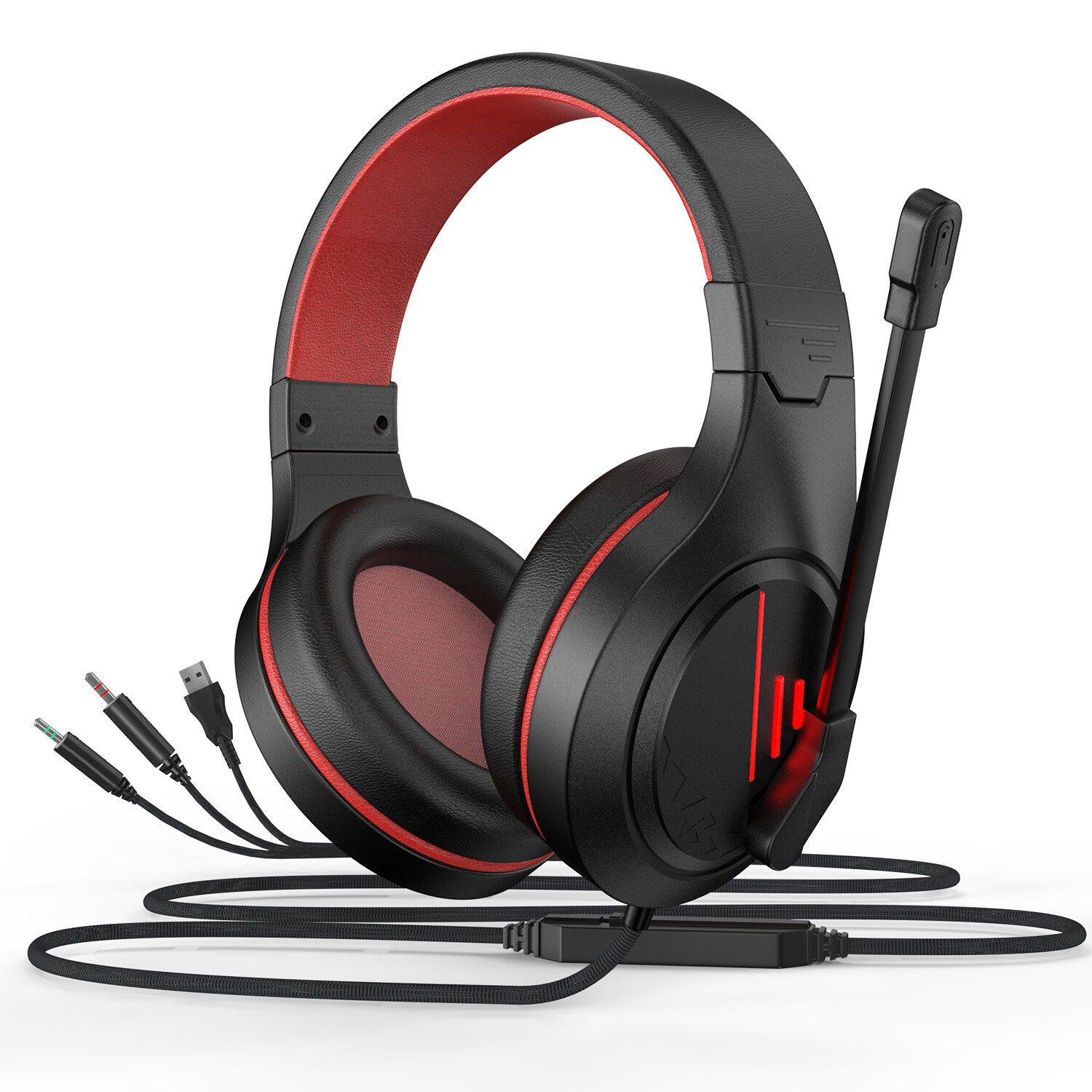 Wired 3.5mm Gaming Headset Mic computer headphone For P'S4 -Red
