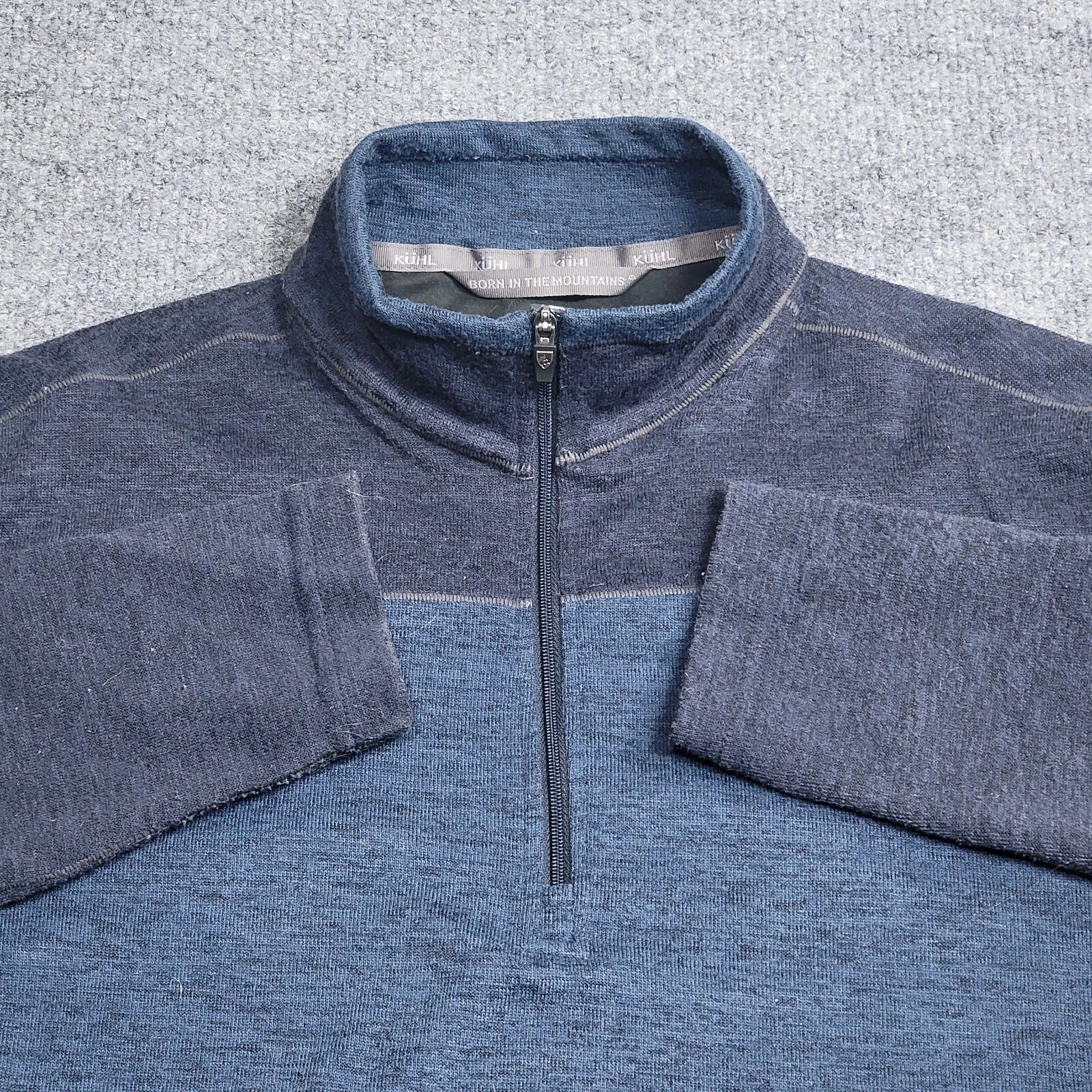 Kuhl Ryzer Pullover Shirt Large Blue 1/4 Zip Thermal Long Sleeve Thumbhole Men