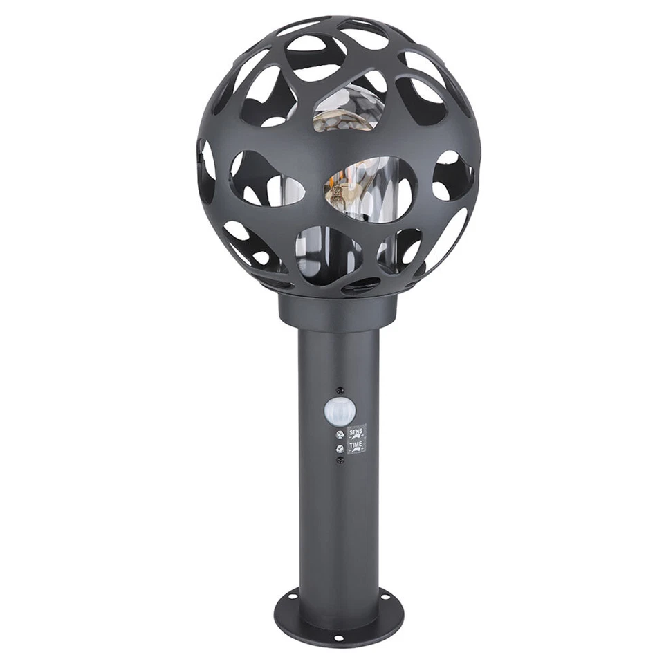 Stehlampe Sockel Außenlampe Bewegungsmelder Gartenleuchte Kugel Wegelampe H 45cm - Bild 2 von 4