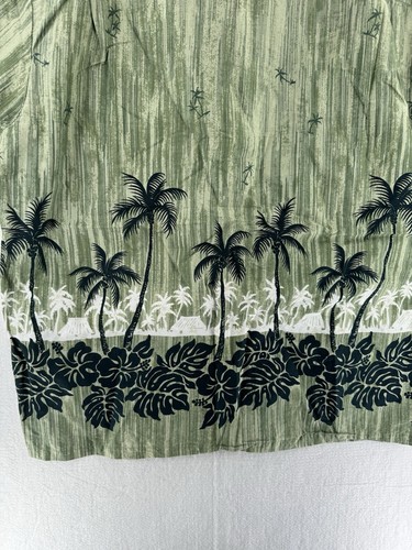 Hawaiian Togs Mens Shirt Palm Tree Sunset Size 2XL Green Lulua Beach - Picture 8 of 9