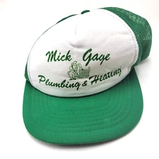 Mick Gage Plumbing & Heating Charles City Iowa Hat Cap Green Mesh Snapback G5D