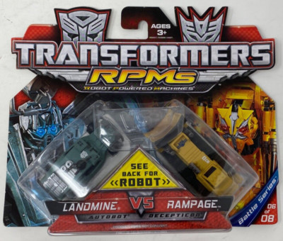 Transformers RPMS: Landmine VS Rampage Battle Series #6/8 Robot Car Machines NEW