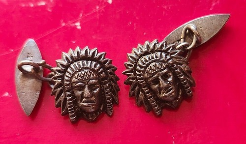 Beautiful Rare Vintage Sterling Silver Indian Cufflinks - Picture 1 of 7