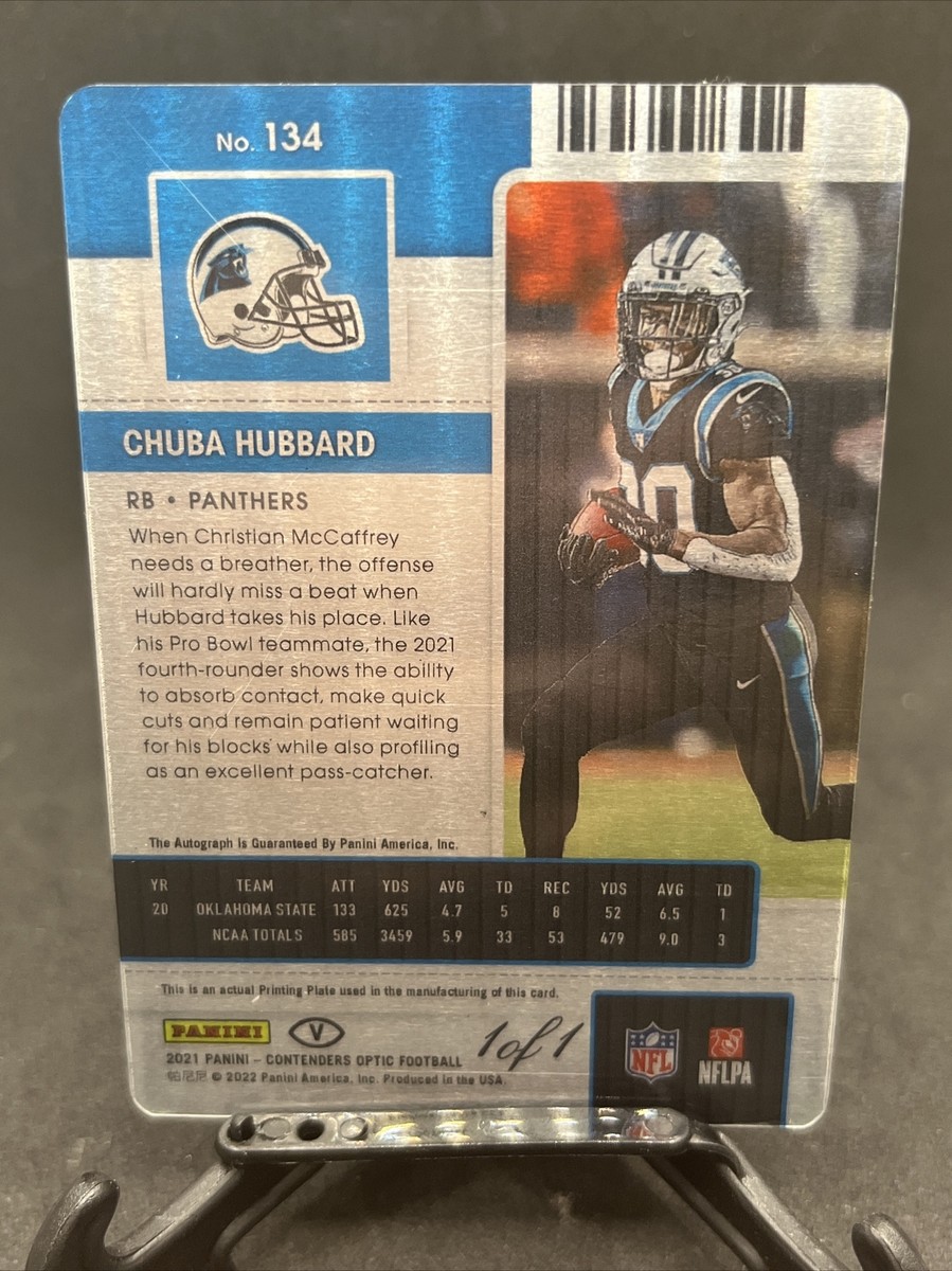 2021 Panini Contenders Optic Football 1 Of 1 Chuba Hubbard Printed 