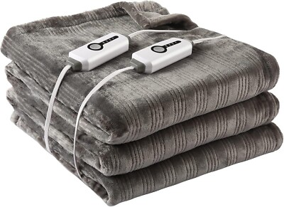 Cobija Calientes Doble Control 84x90 Electrica Gris Para Cama De Queen En Oferta