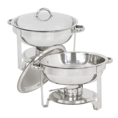 Lot 2 5 Quart Stainless Steel Round Chafing Dish Full Size Buffet Catering Party