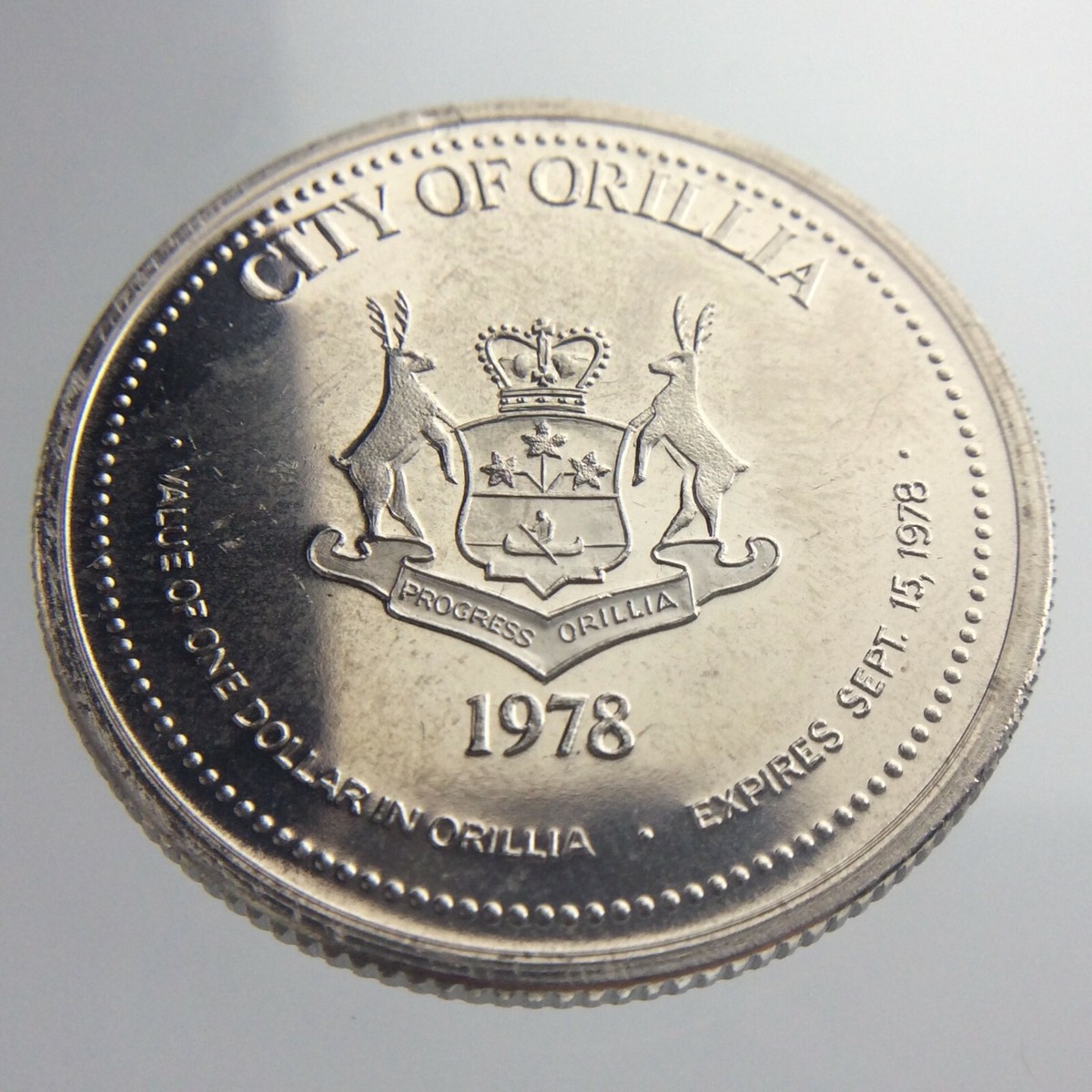 1978 City of Orillia Ontario Sunshine Trade Dollar Mariposa V374