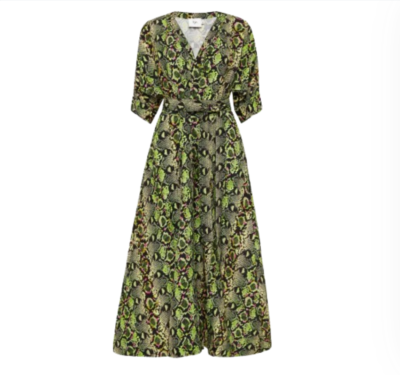 NWOT Aje Serpentine Belted Midi Dress Womens 8 AU 4 US Small Green Snake  Print | eBay