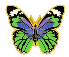 Pack of 3 Butterfly Green Blue Purple Bike Motorcycle Hat Cap Lapel Pin HP6227