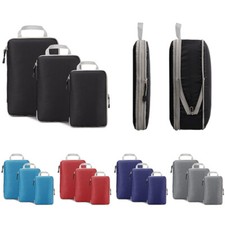 3PCS Suitcase Compression Packing Cube Bag Foldable Waterproof Luggage Organizer