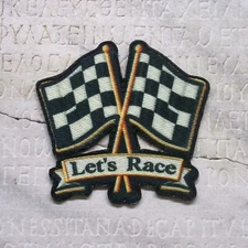 Racing Flag Patch Iron-on Applique Racing Badge, Auto Car Racetrack, Checkered