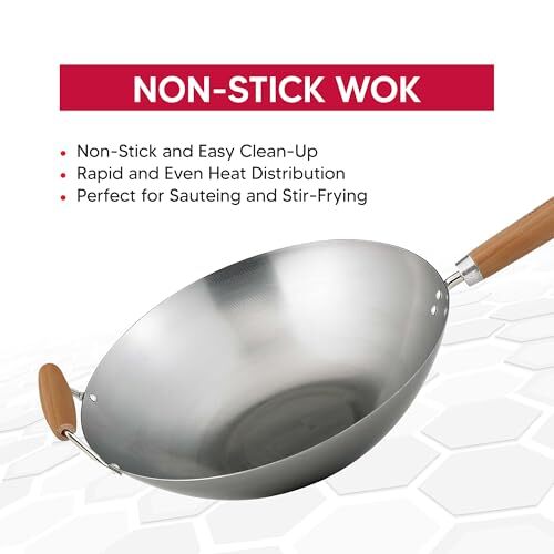 Helen's Asian Kitchen Carbon Steel Wok Stir Fry Pan, Assorted Sizes , Styles - Picture 9 of 54