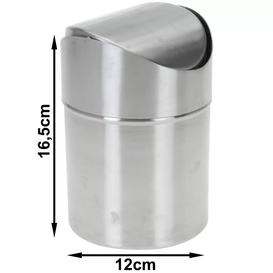 Tischmülleimer Mülleimer Abfalleimer Edelstahl 1,2 Liter Deckel BIO 2. WAHL - Bild 2 von 4