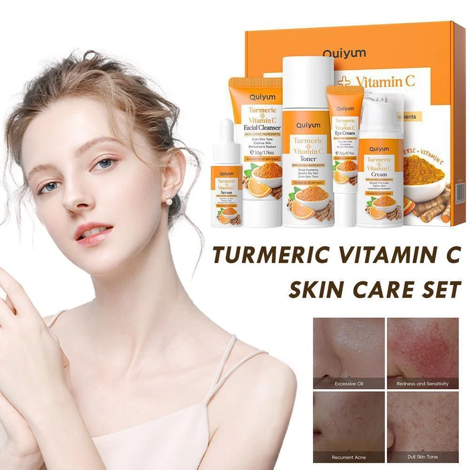 5pcs Turmeric Skin Care Set Facial Acne Cleansing Cream Shri D9Y9 Cream X5 D3P7 - Image 2 of 4