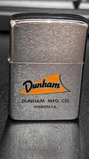 ZIPPO ADVERTISING LIGHTER - circa 1960's DUNHAM MFG CO - MINDEN, LOUISIANA