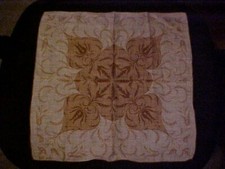 Vintage Faith Austin Designer Hanky w/ Brown  Tan Flower Design