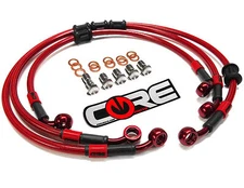 KAWASAKI ZX6R 2007-2008 CORE MOTO FRONT AND REAR BRAKE LINES TRANSLUCENT RED