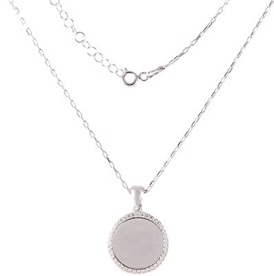 925 Sterlingsilber Kette mit Zirkonia Gravur Personalisiert Ankerkette Liebe 