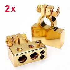 Gold 1 1/0 2 4 8 Gauge AWG Car Battery Terminal Positive Negative Set