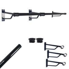 8ft Black Steel Hanging Rail–3 Brackets,Durable Stylish for Home or Retail Space