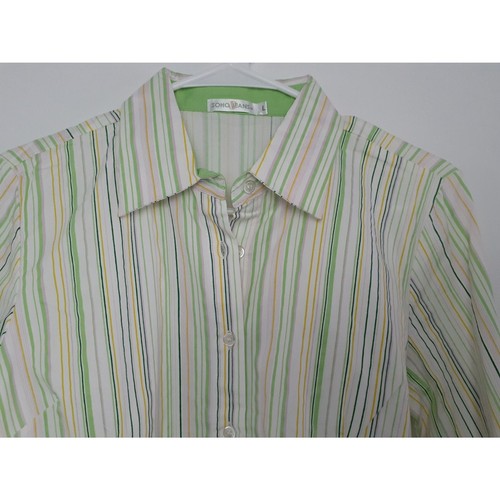 SOHO Jeans Pastel Multicolor Green Stripes Woven Shirt Jr. Sz Large NWOT - Picture 9 of 13