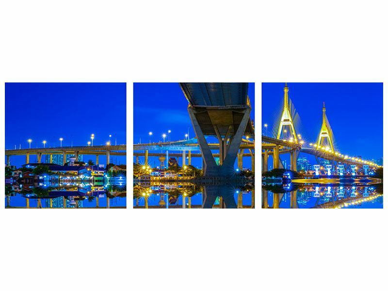 Panorama Poster 3-teilig Bhumiboll-Brücke selbstklebend viele Größen Panorama Poster 3-teilig Bhumiboll-Brücke selbstklebend viele Größen