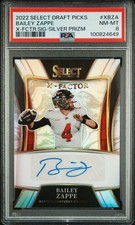 2022 Select Draft Picks - X-Factor Signatures Bailey Zappe #X-BZA Silver. PSA 8