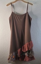 Pretty Angel Womens XL Silk Blend Patchwork Dress Brown Cottagecore Fairycore