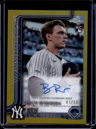 2025 Topps Chrome Update Ben Rice Rookie Debut Auto RC Gold Refractor #/50